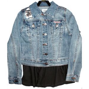 NWT Hudson Girl's 2 Piece Denim Jacket and Cold Shoulder Top Size S